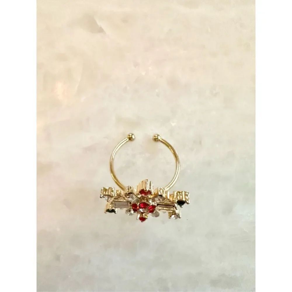 Ruby red snowflake adjustable ring - Picture 3 of 3